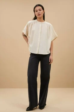 By bar Blouses*alex rib blouse | off white