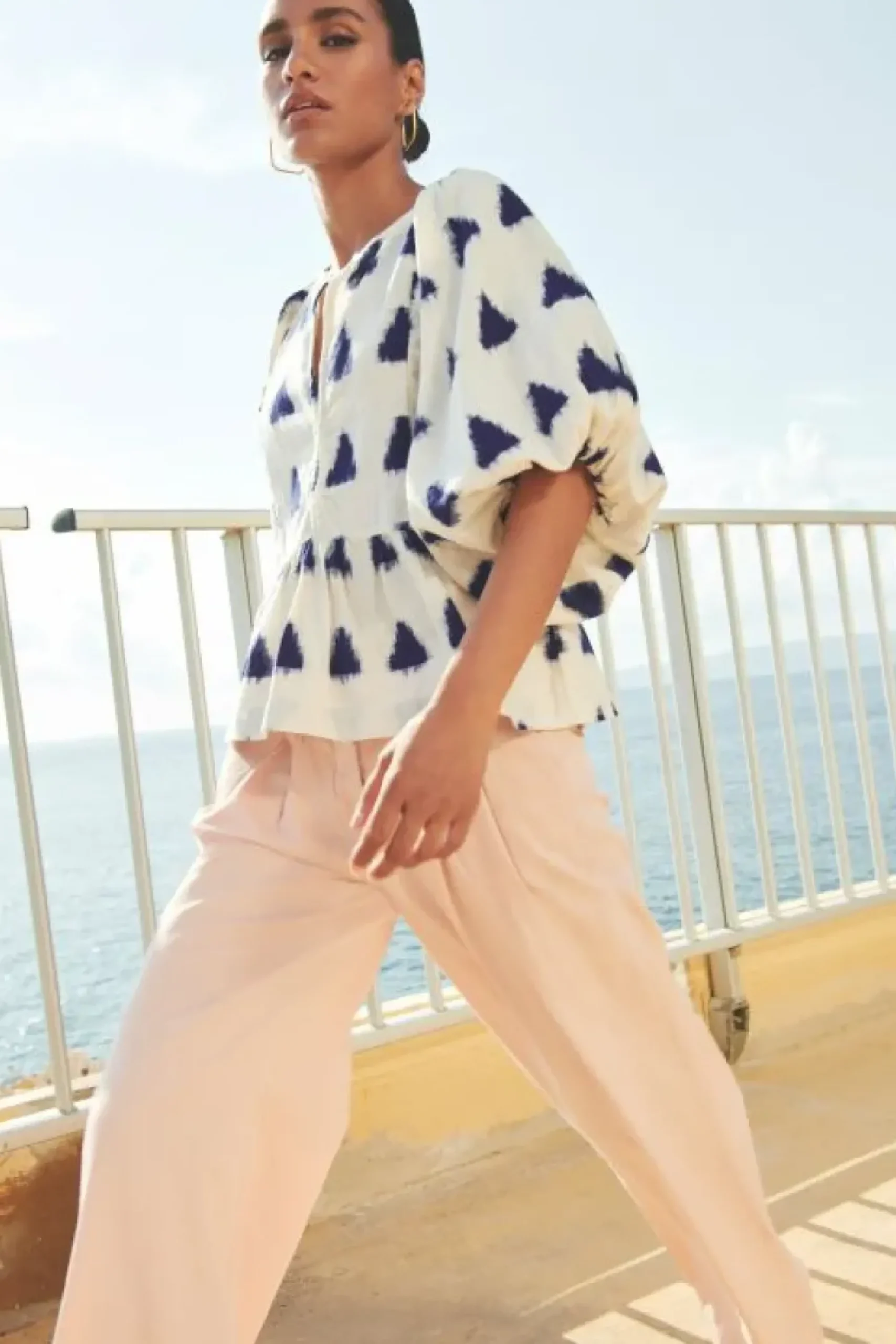 By bar Blouses*avelon ikat blouse | blue ikat