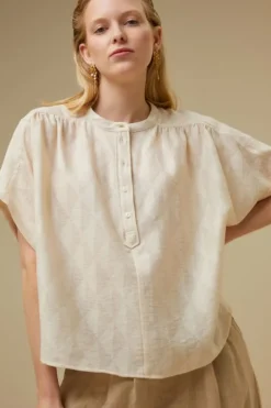 By bar Blouses*axel geo blouse | chalk