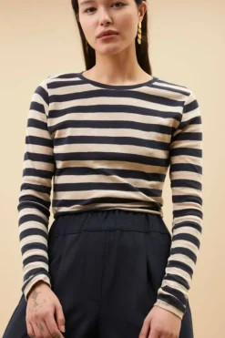 By bar Tops & Shirts*basic ls big stripe top | midnight