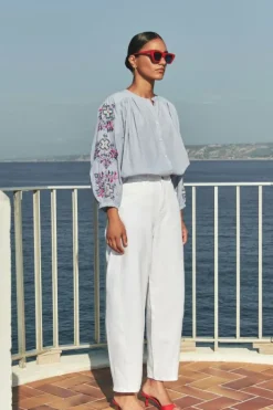 By bar Blouses*becky pinstripe blouse | indi grey