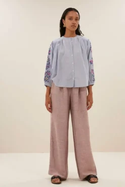 By bar Blouses*becky pinstripe blouse | indi grey