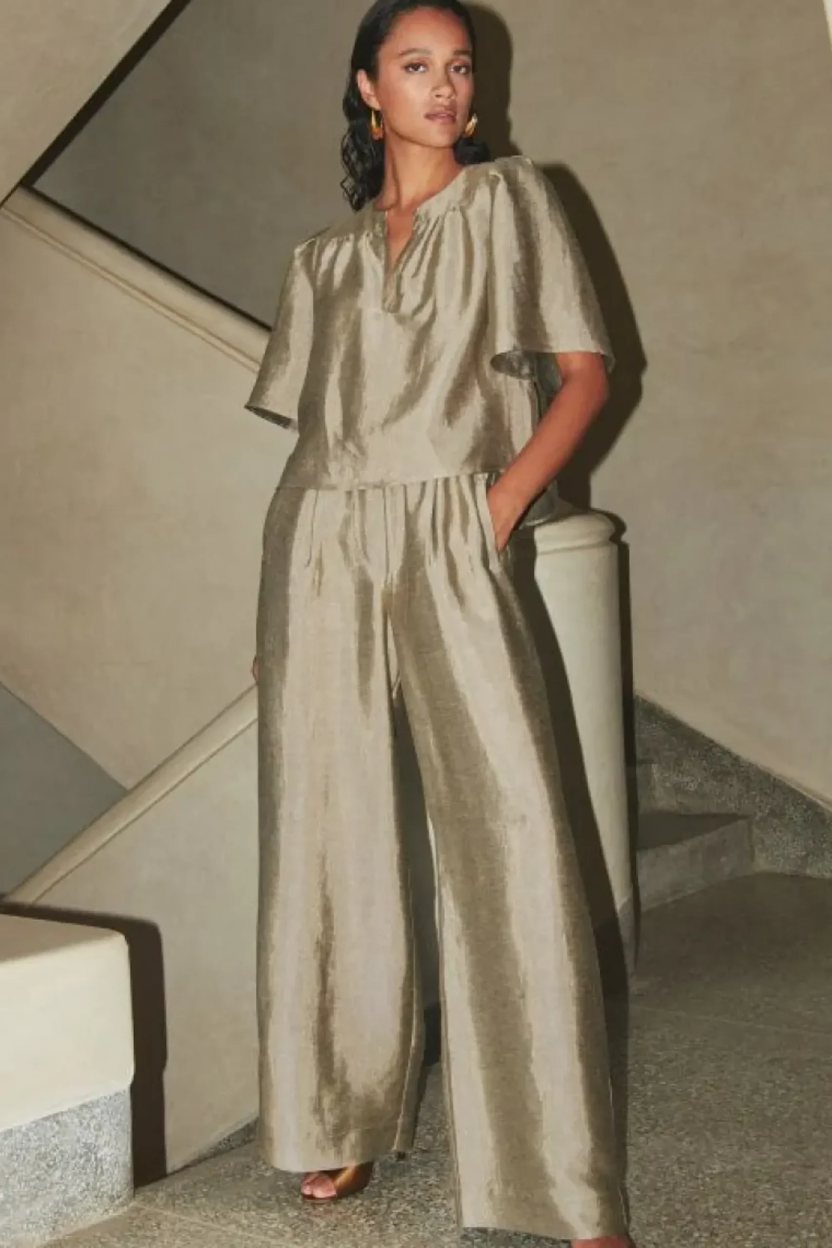 By bar Broeken*benji gloss pants | gold