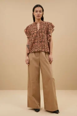 By bar Broeken*benji poplin pants | camel