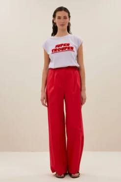 By bar Broeken*benji poplin pants | lipstick