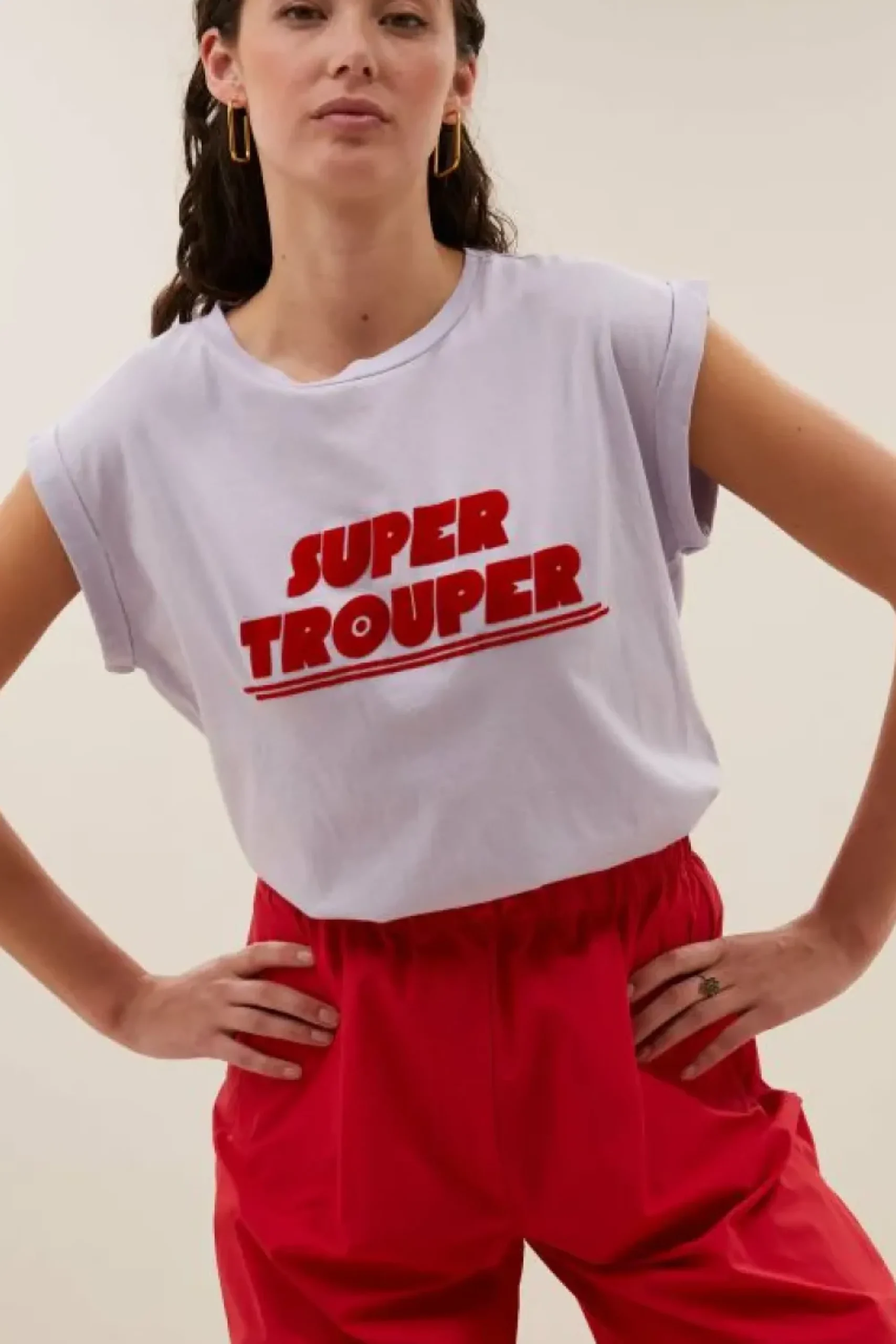 By bar Broeken*benji poplin pants | lipstick