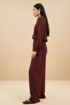 By bar Broeken*benji satin stripe pants | pecan