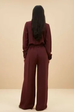 By bar Broeken*benji satin stripe pants | pecan