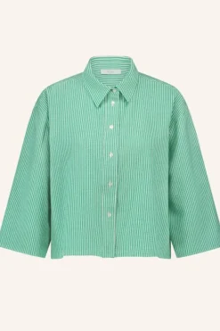 By bar Blouses*bernie blouse | green seer stripe
