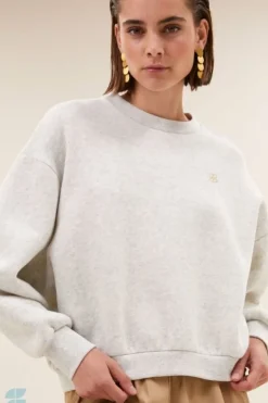 By bar Sweaters|Truien*bibi logo sweater | light grey melee