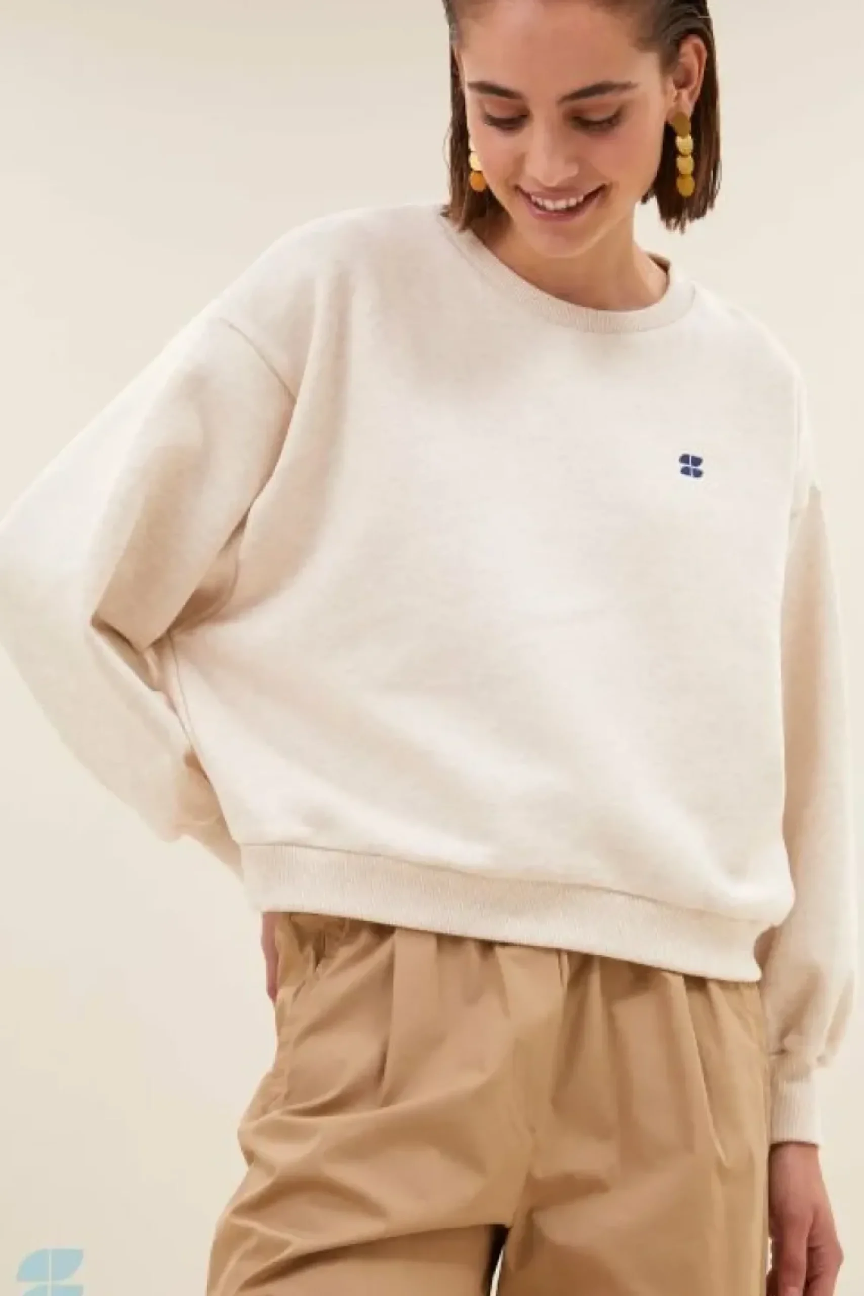 By bar Sweaters|Truien*bibi logo sweater | oyster melee