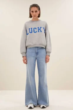 By bar Sweaters|Truien*bibi lucky sparkle sweater | grey melee