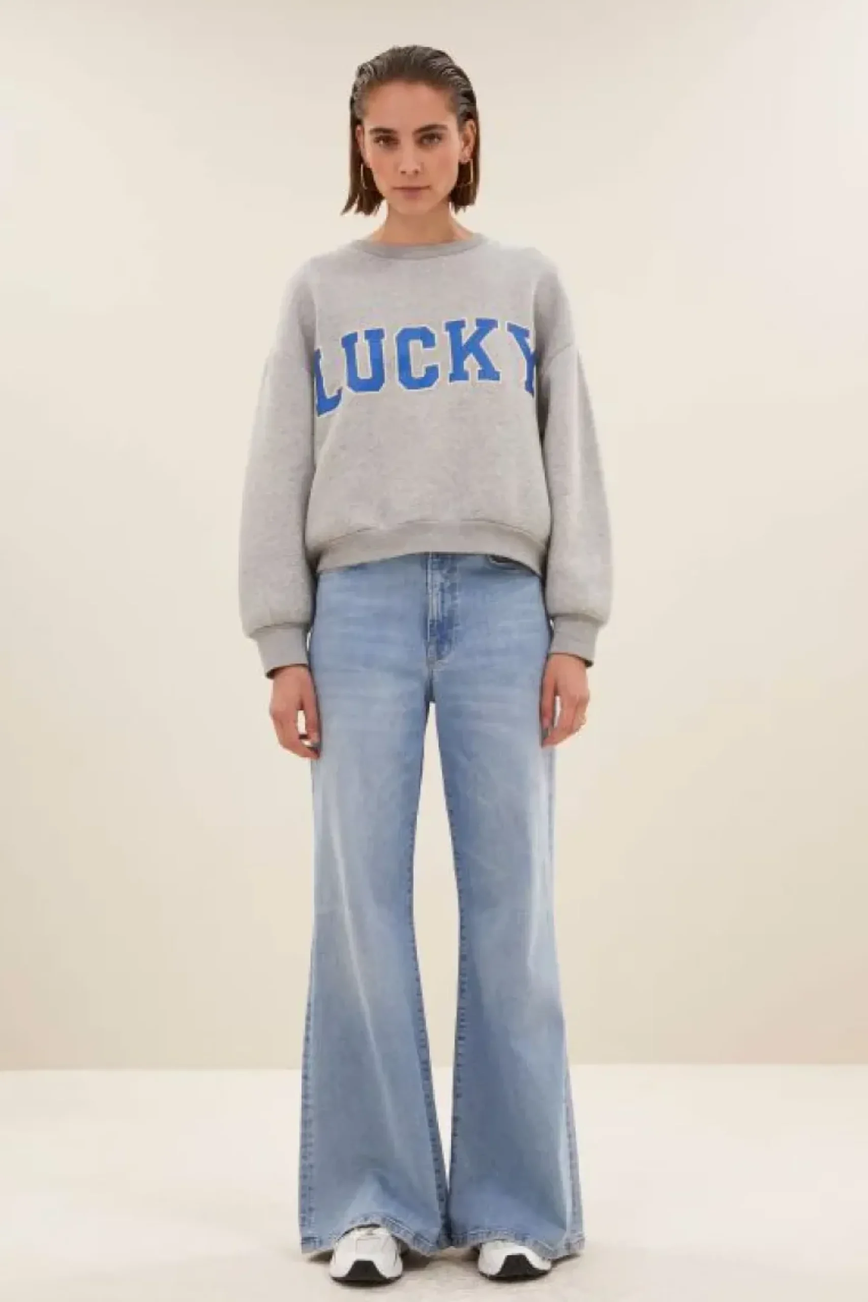 By bar Sweaters|Truien*bibi lucky sparkle sweater | grey melee