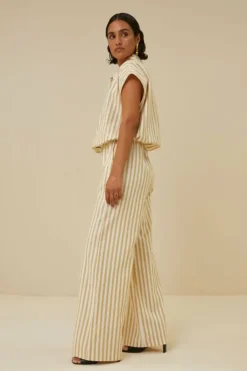 By bar Blouses*bieke linen stripe blouse | ochre