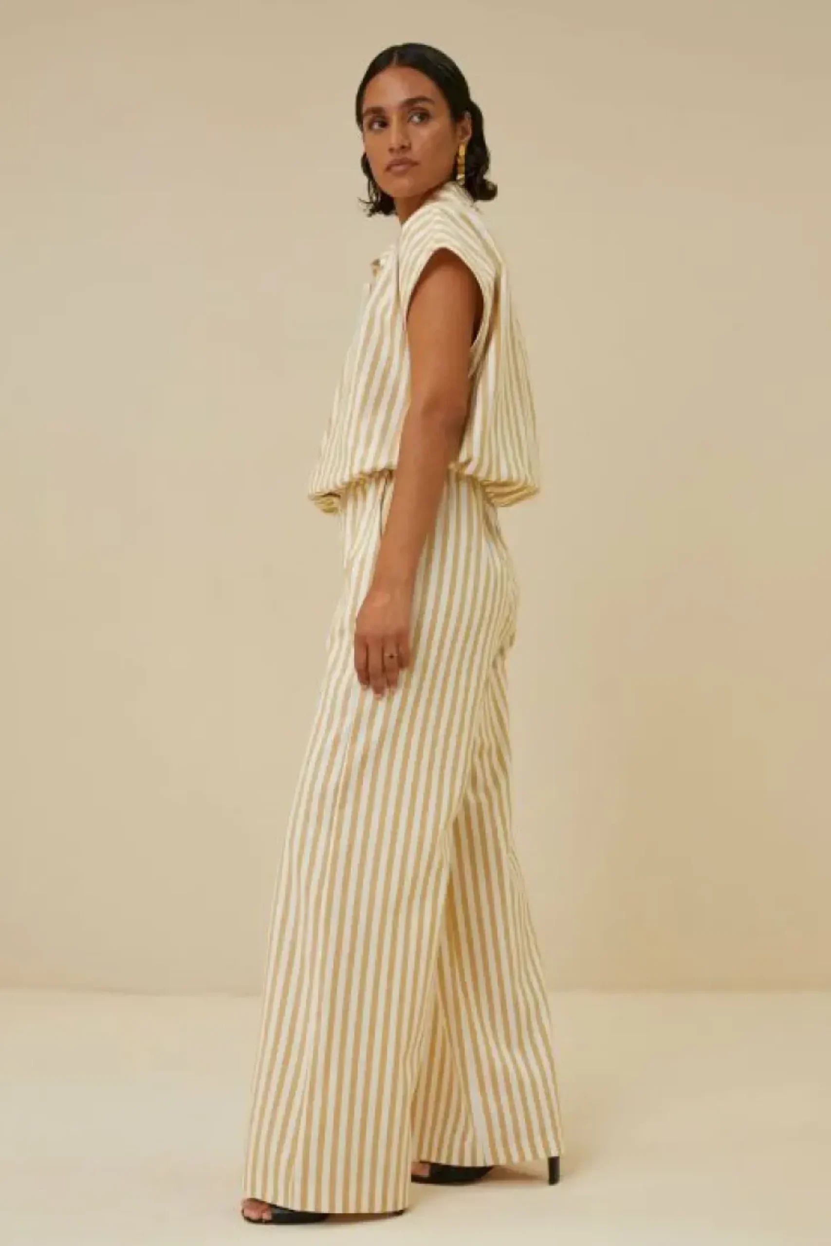 By bar Blouses*bieke linen stripe blouse | ochre