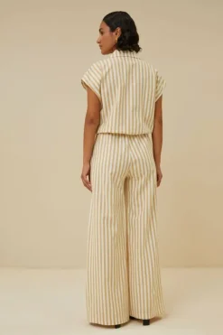 By bar Blouses*bieke linen stripe blouse | ochre