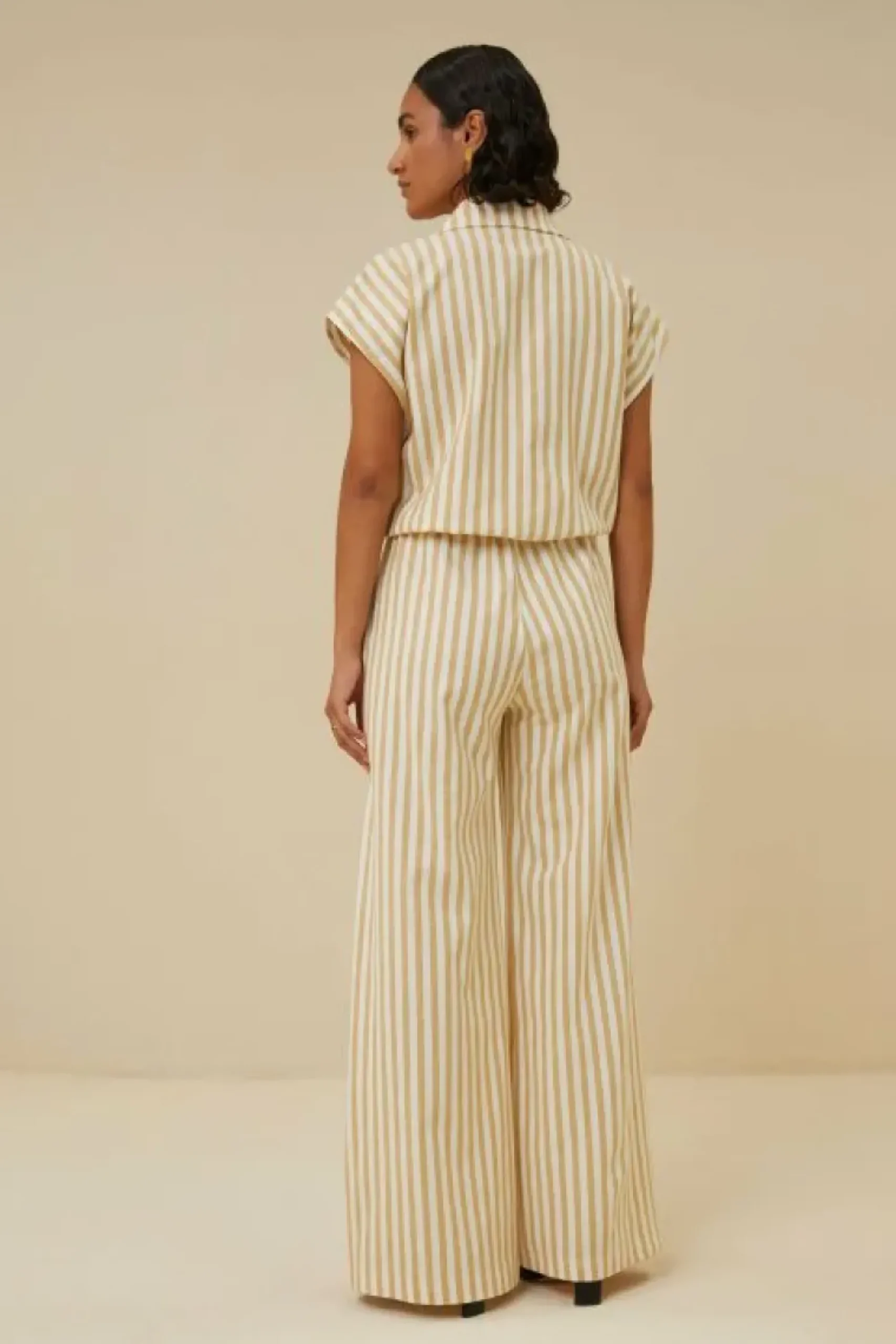 By bar Blouses*bieke linen stripe blouse | ochre