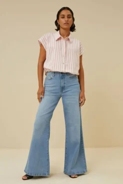 By bar Blouses*bieke linen stripe blouse | bubblegum