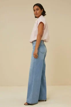 By bar Blouses*bieke linen stripe blouse | bubblegum