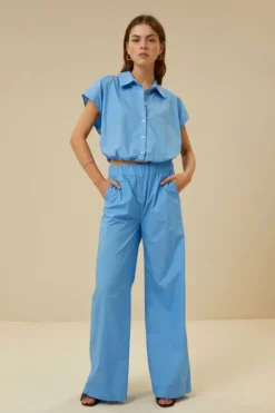 By bar Blouses*bieke poplin blouse | aquarius