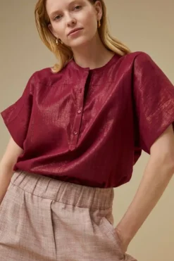 By bar Blouses*bo metallic blouse | grenache
