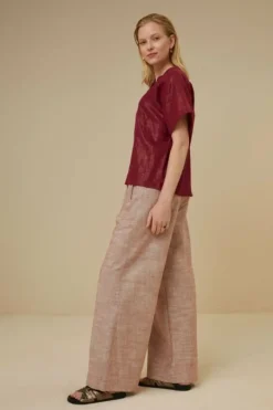 By bar Blouses*bo metallic blouse | grenache