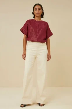 By bar Blouses*bo metallic blouse | grenache