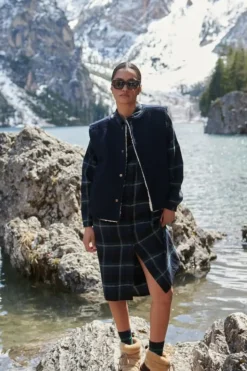 By bar Jurken*check dress | dark green