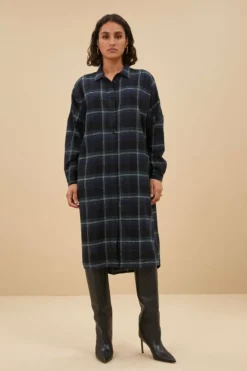 By bar Jurken*check dress | dark green