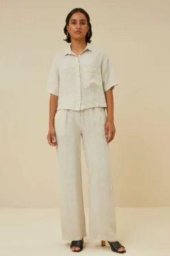 By bar Blouses*cris linen blouse | chalk