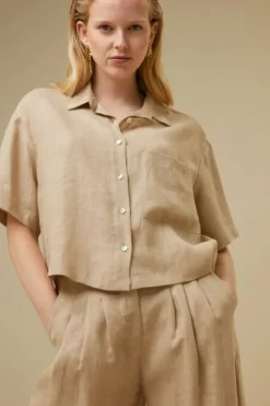 By bar Blouses*cris linen blouse | latte