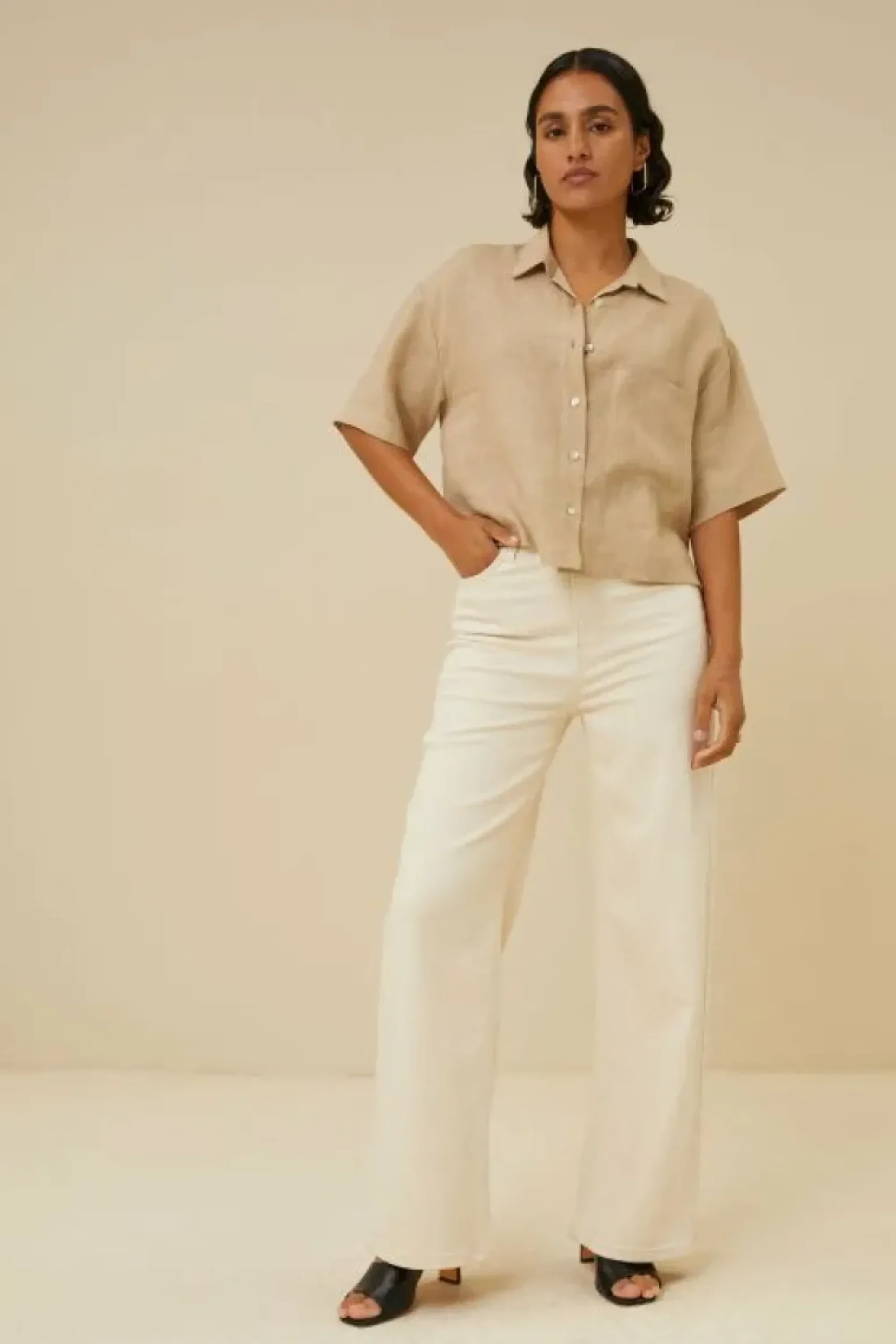 By bar Blouses*cris linen blouse | latte