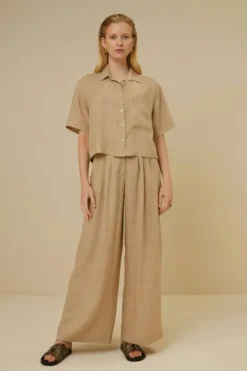 By bar Blouses*cris linen blouse | latte
