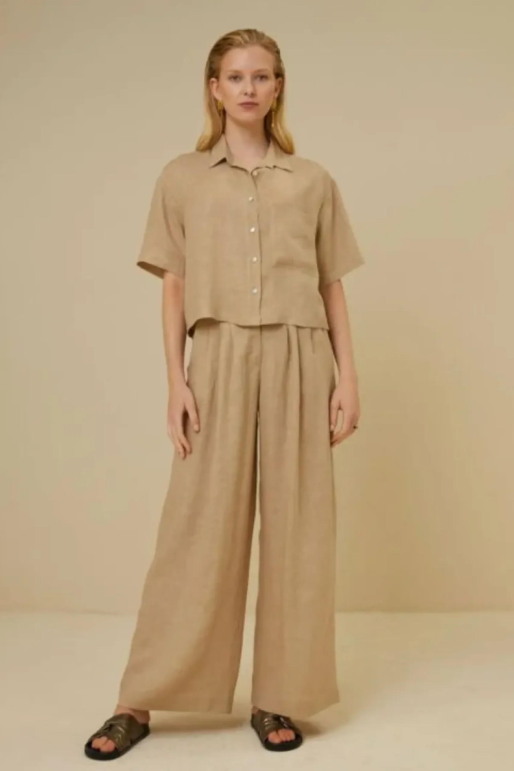 By bar Blouses*cris linen blouse | latte