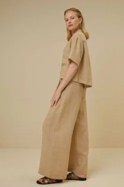 By bar Blouses*cris linen blouse | latte