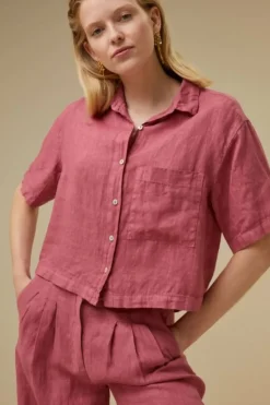 By bar Blouses*cris linen blouse | raspberry