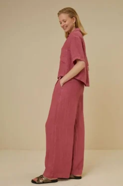 By bar Blouses*cris linen blouse | raspberry