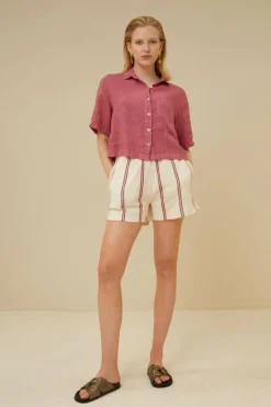 By bar Blouses*cris linen blouse | raspberry
