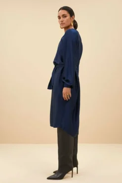 By bar Jurken*dae gloss stripe dress | blue nights