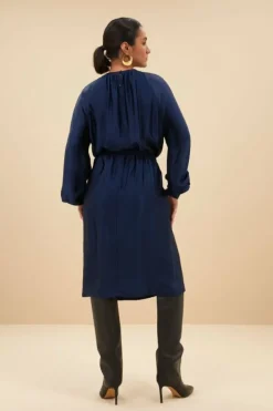 By bar Jurken*dae gloss stripe dress | blue nights