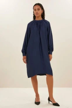 By bar Jurken*dae gloss stripe dress | blue nights