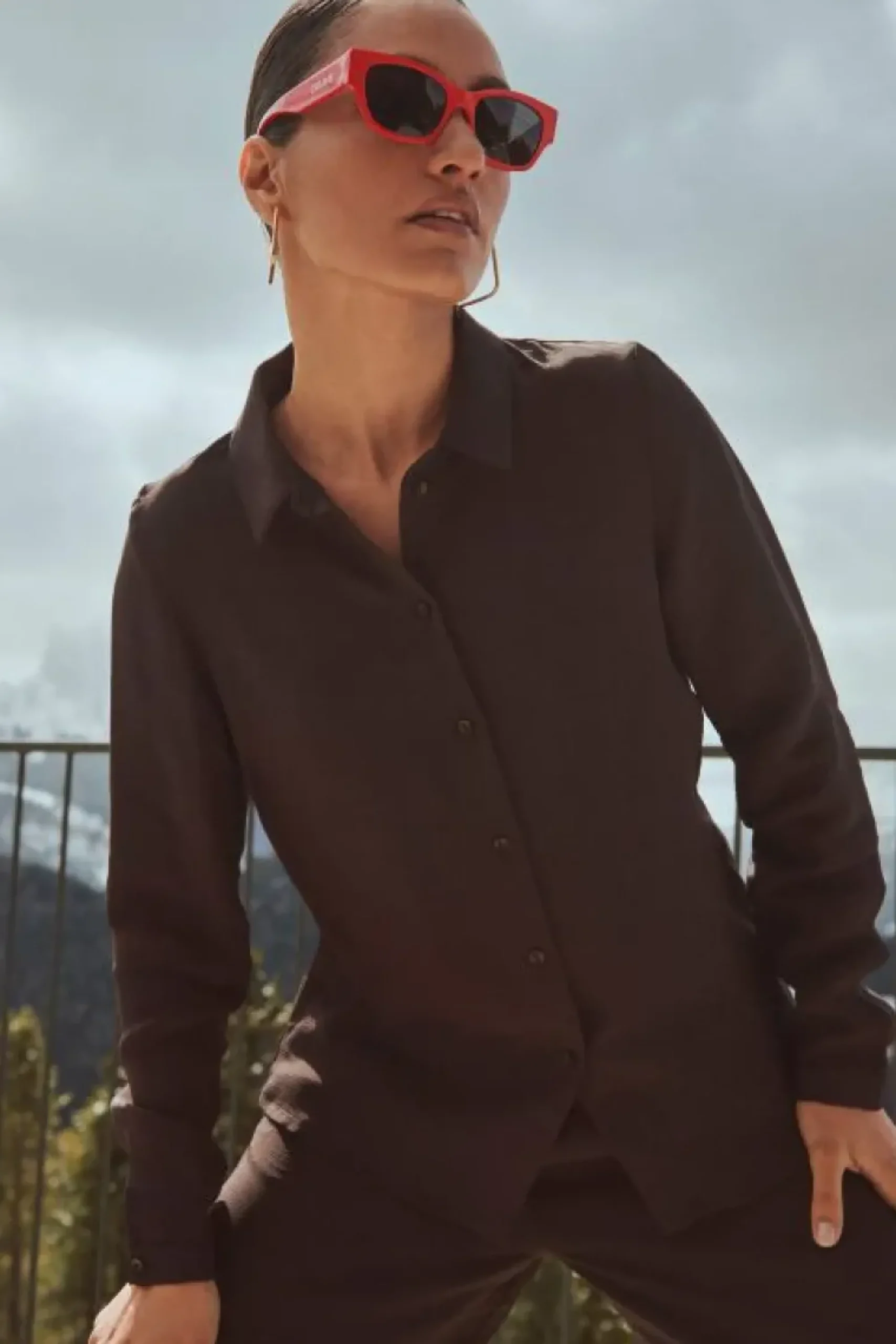 By bar Blouses*donna satin stripe blouse | cafe noir