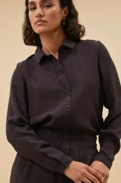 By bar Blouses*donna satin stripe blouse | cafe noir