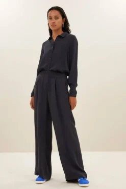 By bar Blouses*donna satin stripe blouse | graphite