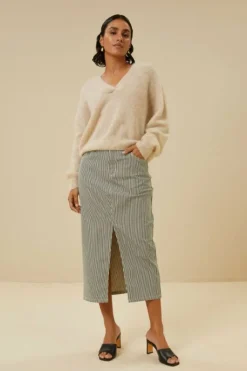 By bar Rokken*elba stripe skirt | jet black