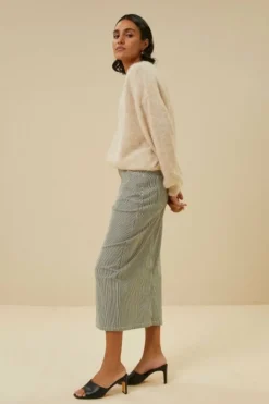 By bar Rokken*elba stripe skirt | jet black