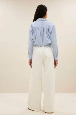 By bar Blouses*elvie stripe chambray blouse | light blue stripe