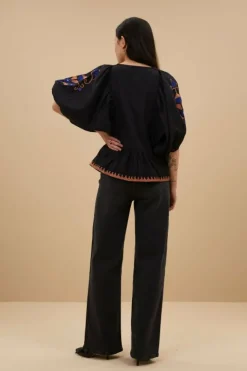 By bar Blouses*gabie embroidery blouse | jet black