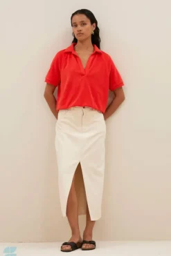 By bar Tops & Shirts*harper slub top | poppy red