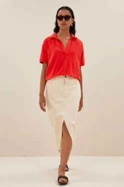 By bar Tops & Shirts*harper slub top | poppy red